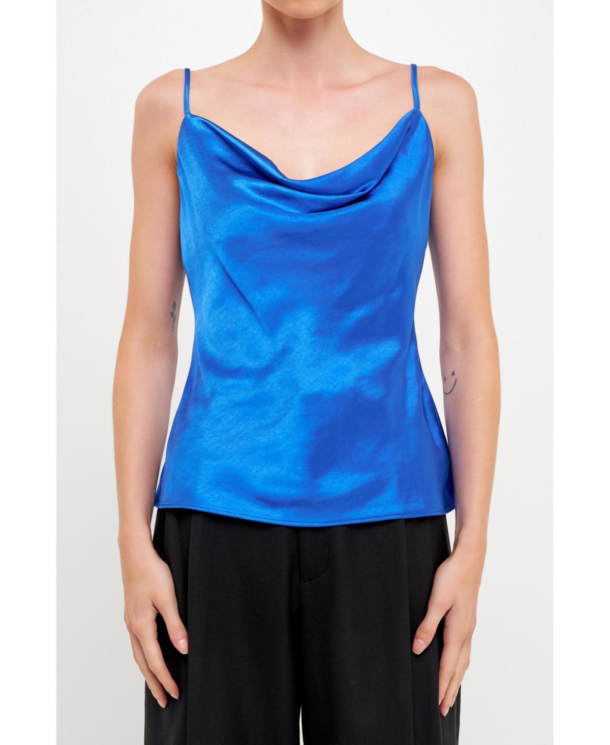 Grey Lab Womens Satin Cowl Neck Top Product Image