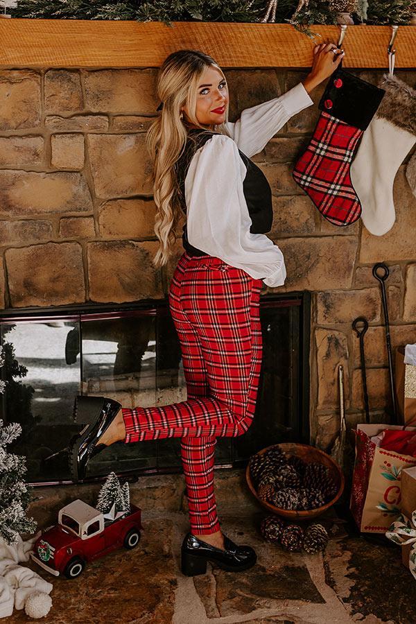 Endless Cheer Plaid Pants In Red Product Image