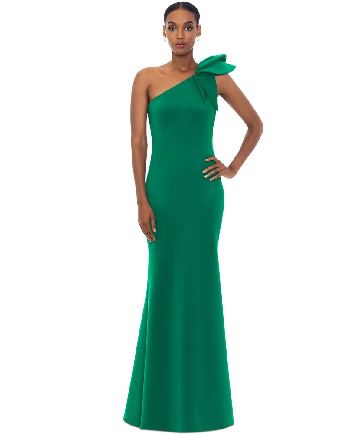 Betsy  Adam Stretch One Flutter Shoulder Mermaid Gown Product Image