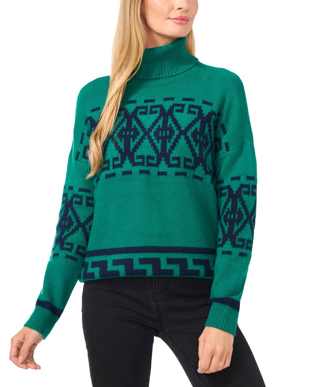 CeCe Womens Fair Isle Turtleneck Sweater Product Image