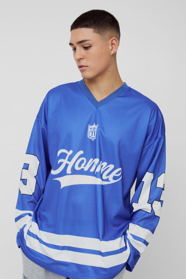 Oversized Homme Mesh Hockey Top | boohooMAN USA Product Image