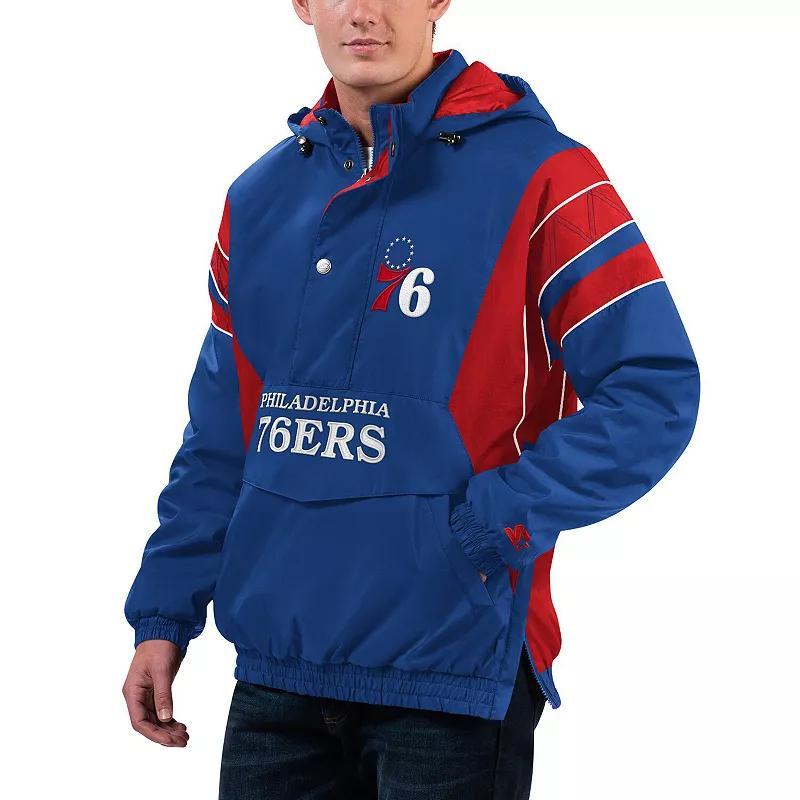 Mens Starter Royal Philadelphia 76ers Home Team Hoodie Half-Zip Jacket Product Image