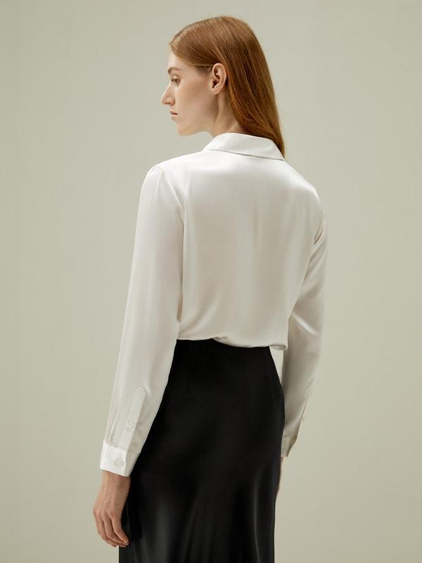 Basic Concealed Placket Silk Shirt Product Image