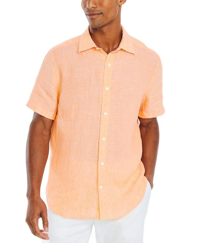 Nautica Sustainably Crafted Linen Short Sleeve Shirt (Sandy Bar) Men's Clothing Product Image