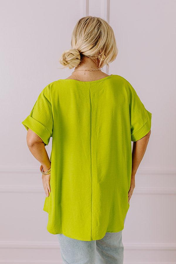 Champagne And Peonies Shift Top In Lime Curves Product Image