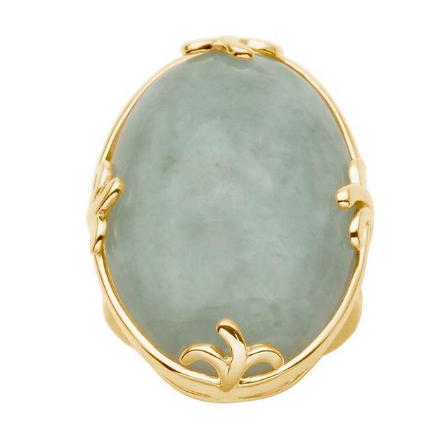 Dynasty Jade 18k Gold Over Sterling Silver Green Jade Ring, Womens Product Image