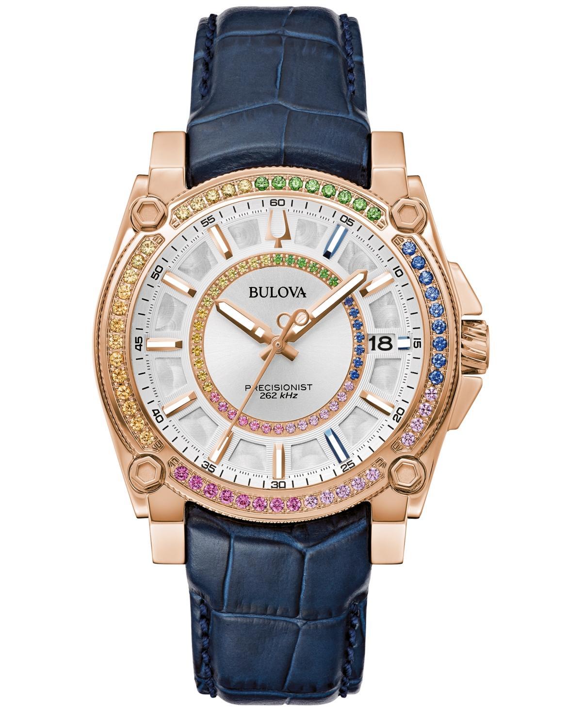 Men's Bulova Icon Marc Anthony Rainbow Crystal Accent Blue Strap Watch with White Dial (Model: 98J126) Product Image