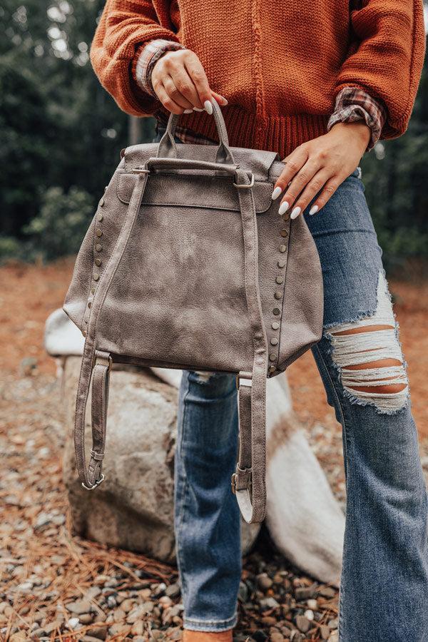 The Nabana Faux Leather Backpack In Grey Product Image