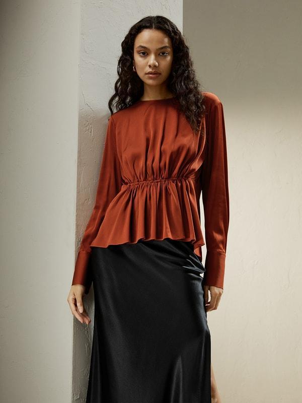 Ruffled Boatneck Blouse Product Image