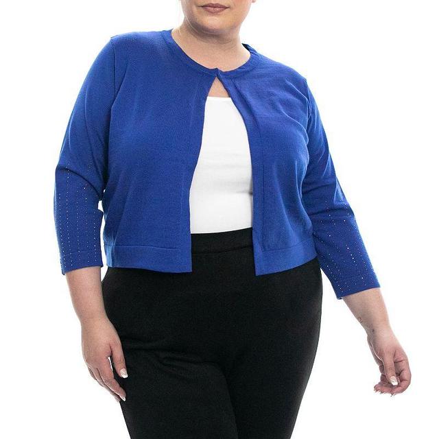 Plus Size Nina Leonard Heat Seal Bolero, Womens Blue Product Image