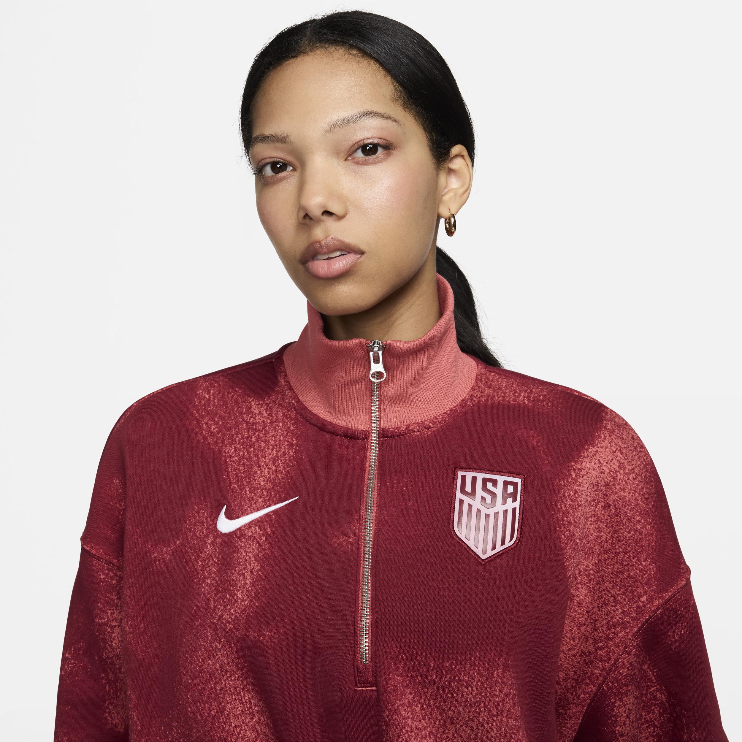 USMNT Phoenix Fleece Nike Women's Soccer Oversized 1/2-Zip Crop Sweatshirt Product Image