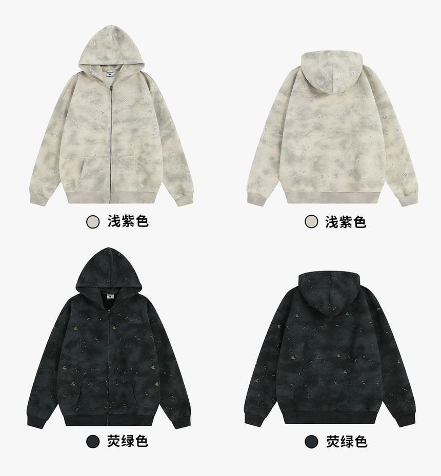 Splash Print Zip-Up Hoodie Product Image