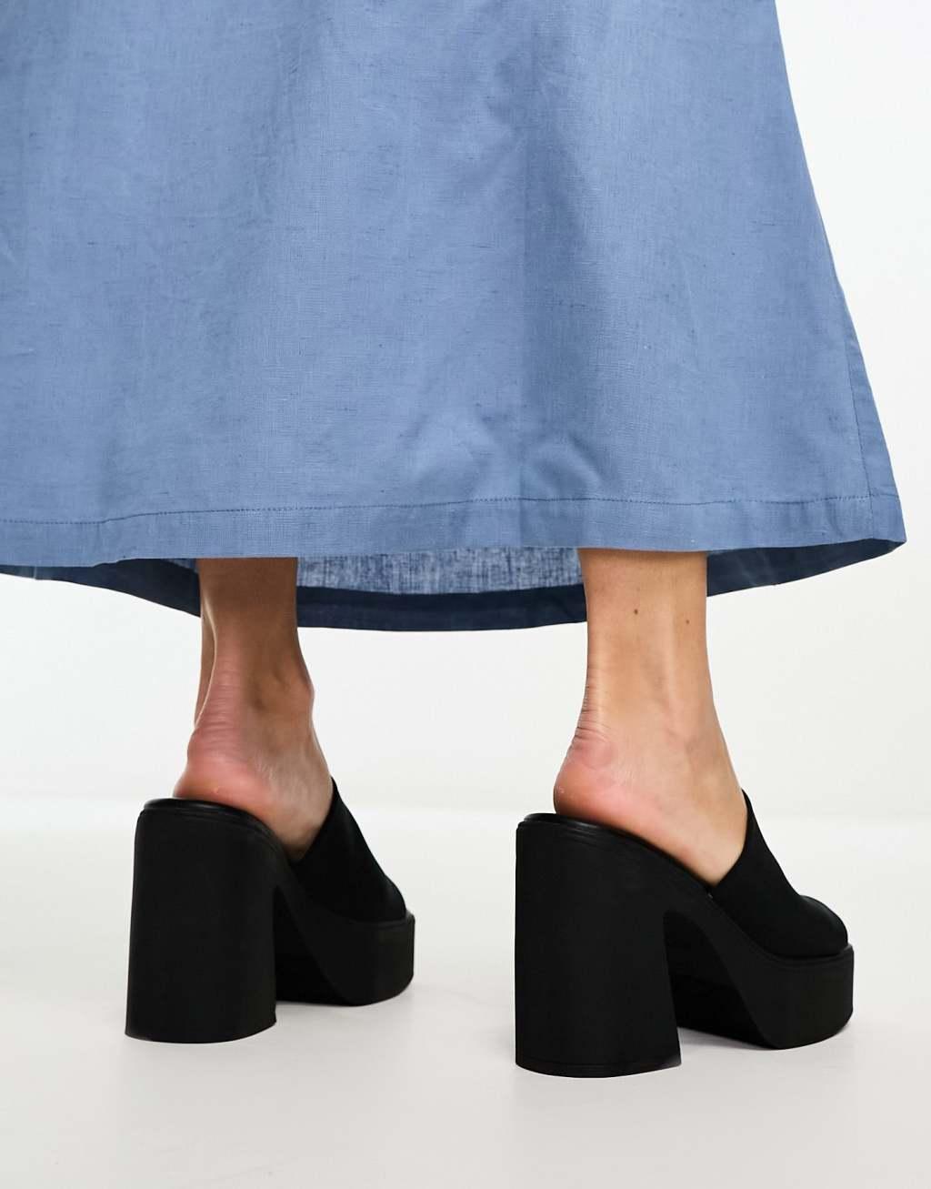 Aldo Maysee platform heeled mules in black  Product Image