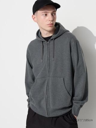 Sweat Full-Zip Long-Sleeve Hoodie with Quick-Drying Gray 2XS UNIQLO US Product Image