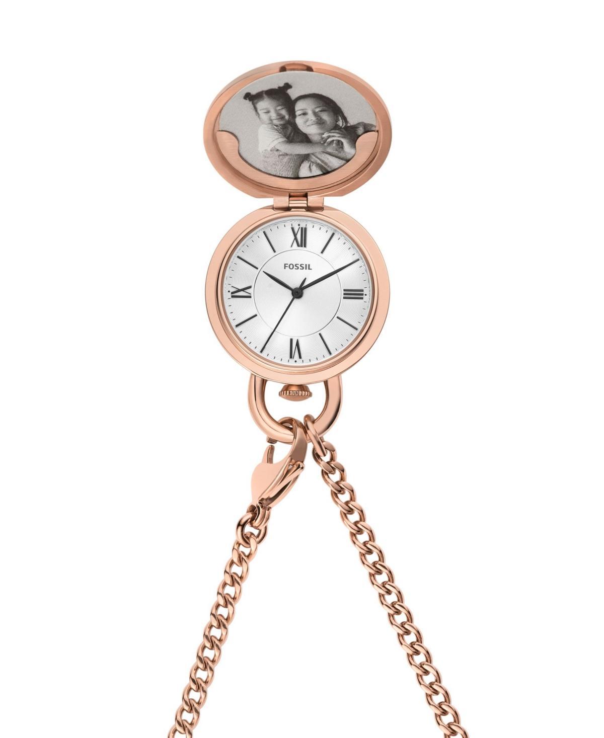 Fossil Womens Jacqueline Three-Hand Gold Stainless Steel Watch Locket Product Image