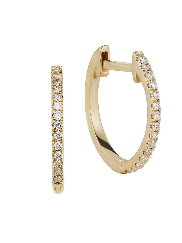 Womens 14K Yellow Gold Shine Bright Small Diamond Hoops Product Image