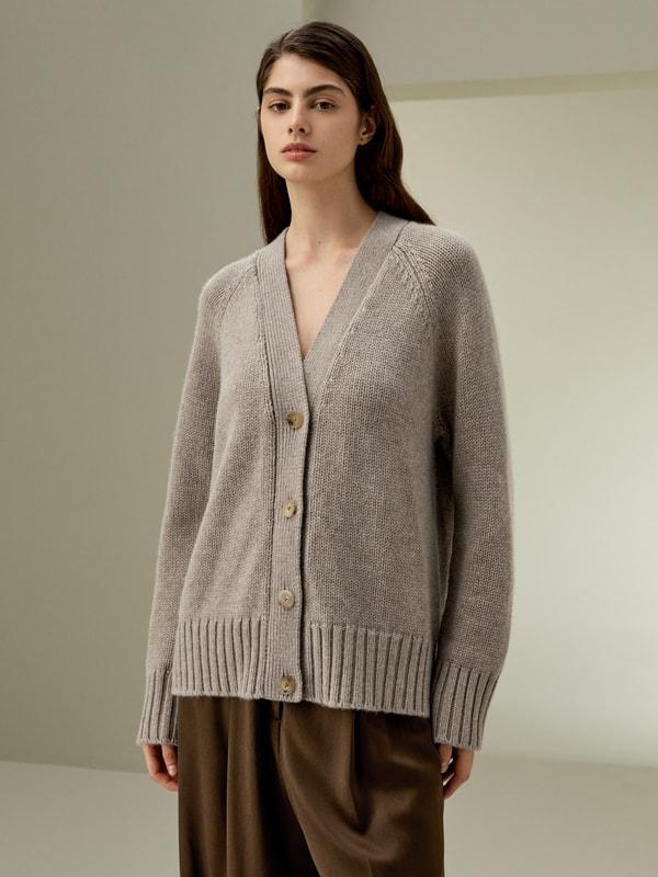 Chunky Knit Wool Cashmere Blend Cardigan product image