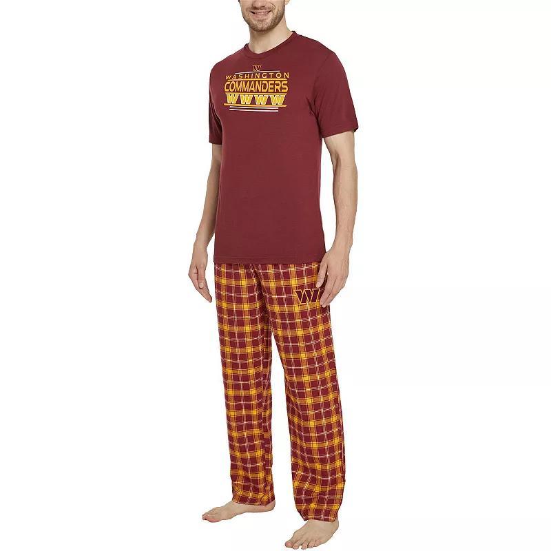 Mens Concepts Sport Burgundy/Gold Washington Commanders ArcticT-Shirt & Flannel Pants Sleep Set Product Image