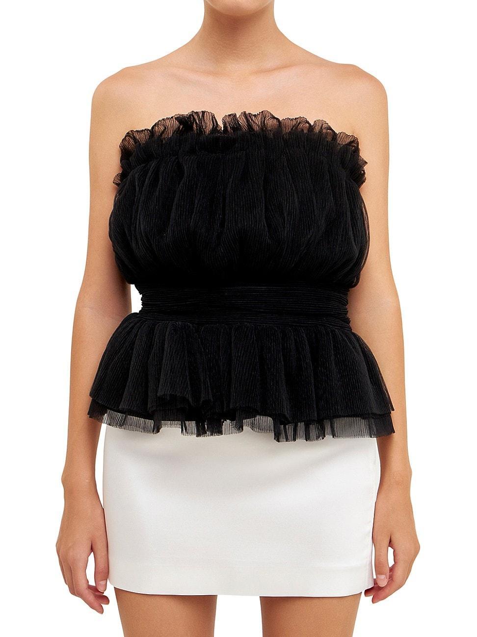 Endless Rose Strapless Tulle Peplum Top Product Image