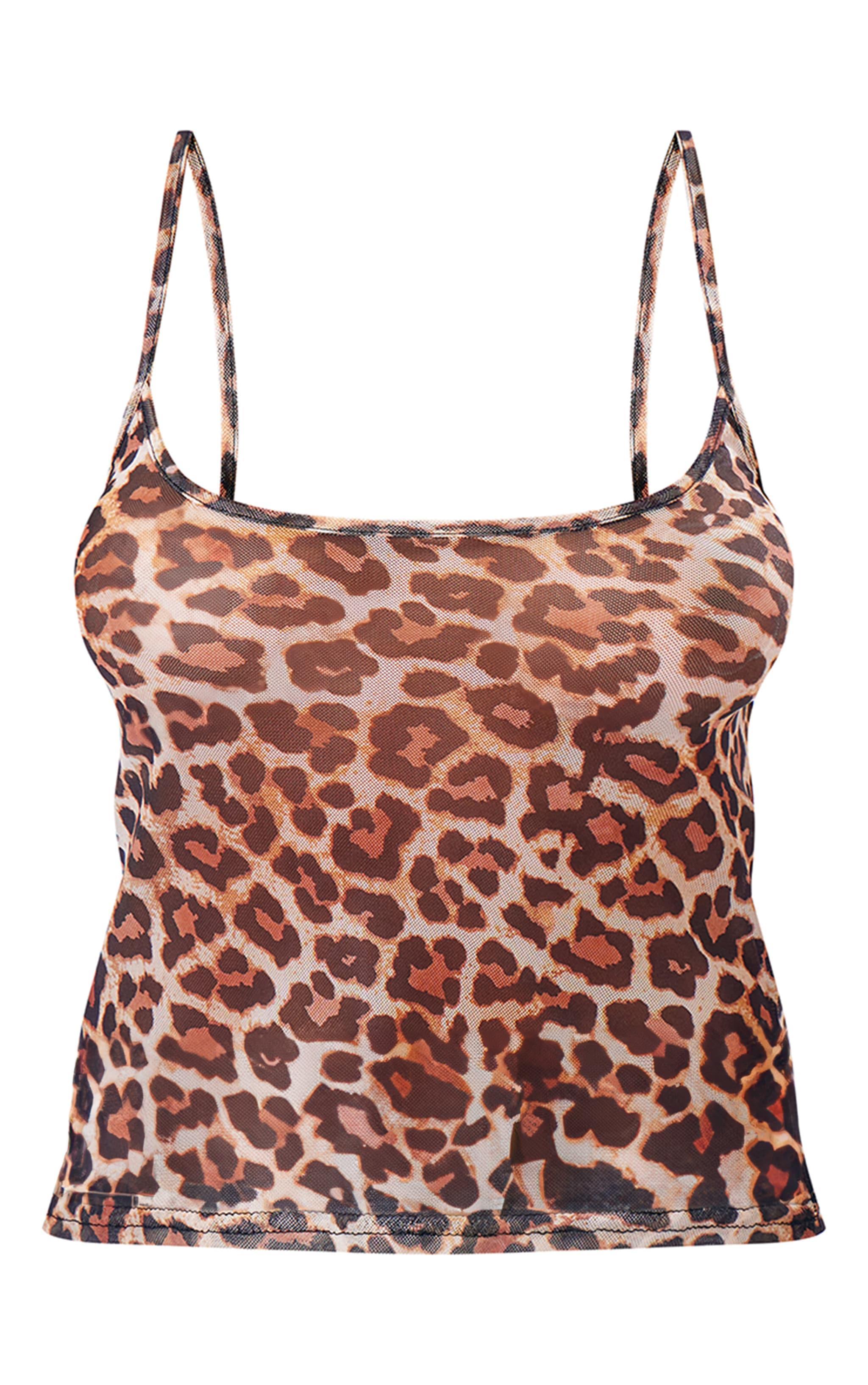 Leopard Print Mesh Longline Cami Product Image