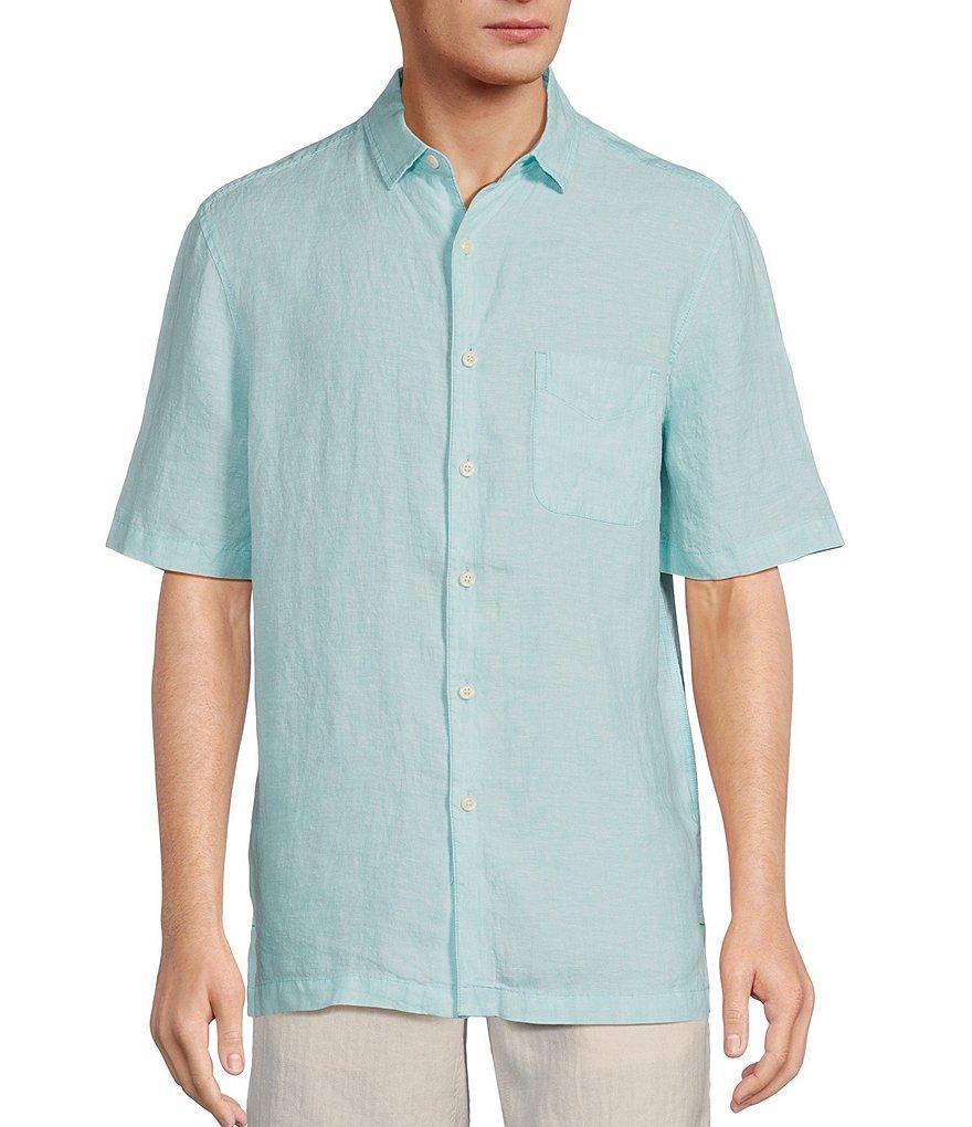 Caribbean Big & Tall Short Sleeve Solid Linen Woven Shirt Product Image