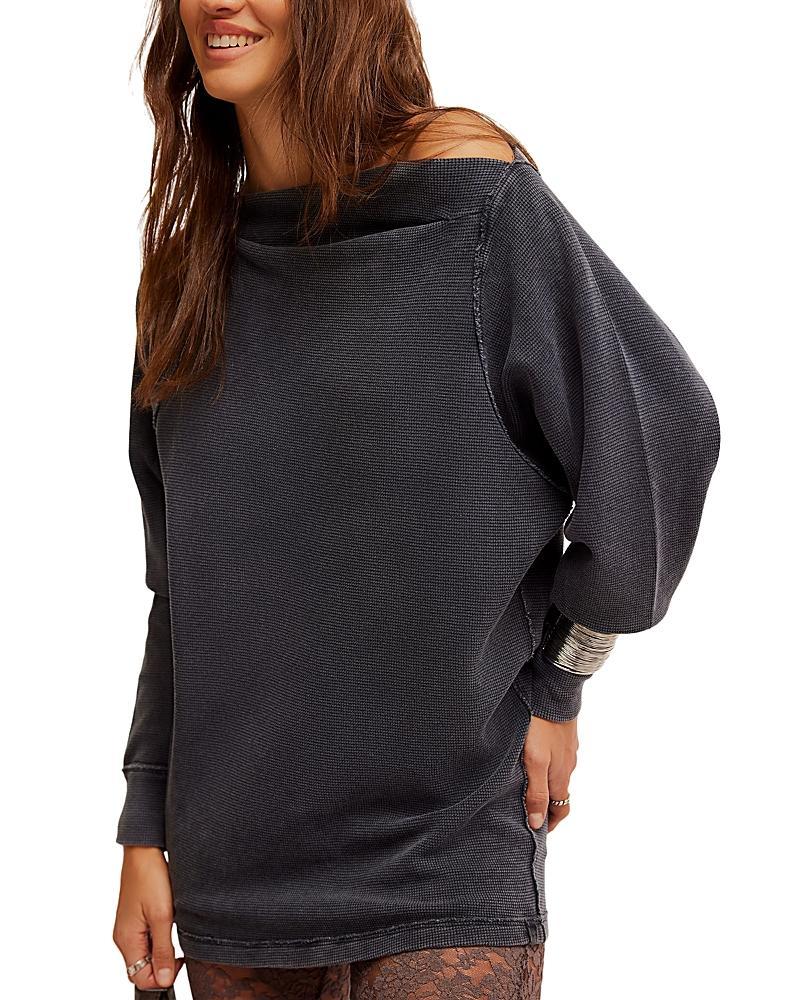 Sammie Oversize Off The Shoulder Thermal Top In Black Product Image