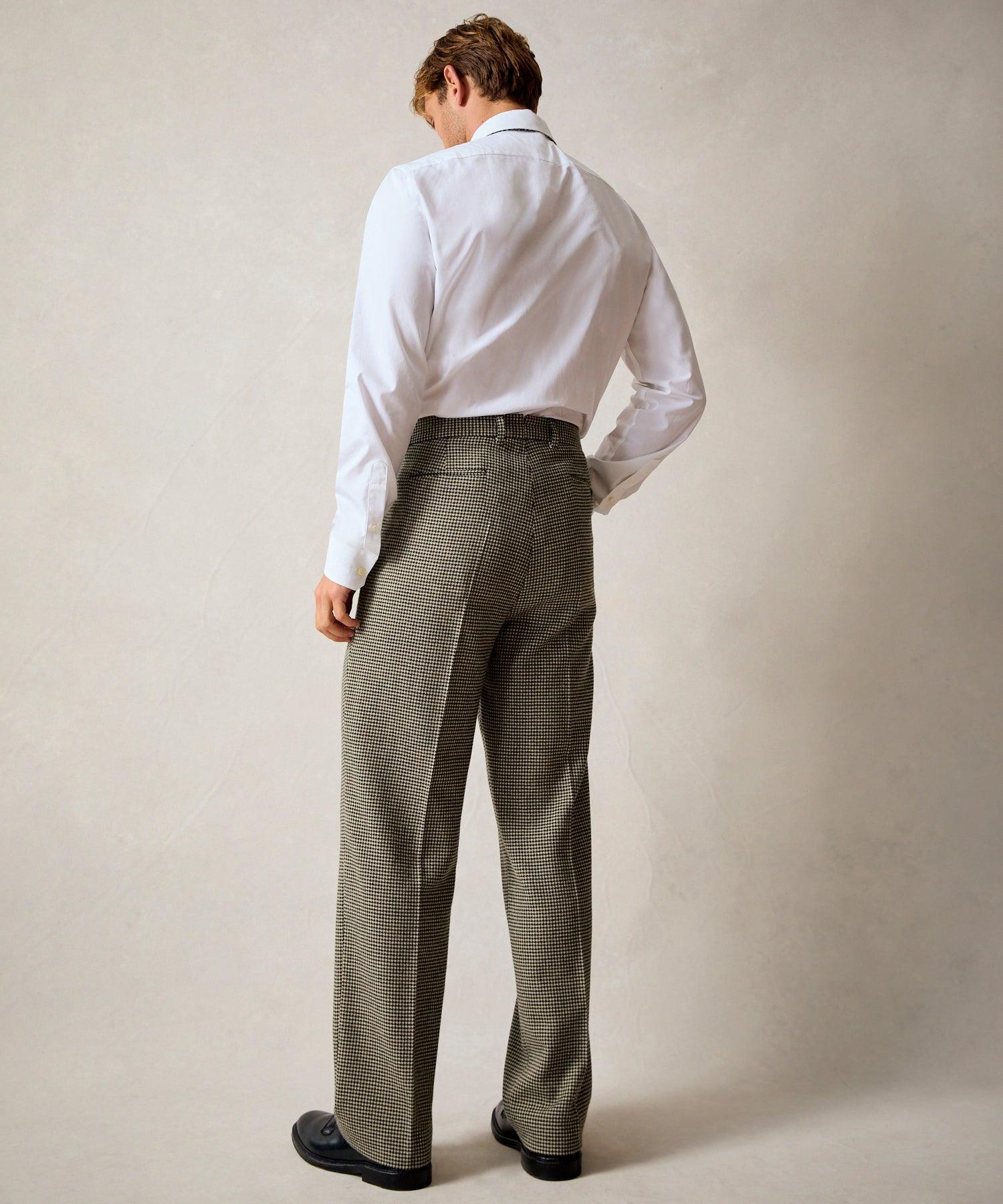 Italian Flannel Wythe Trouser in Cream Houndstooth Product Image