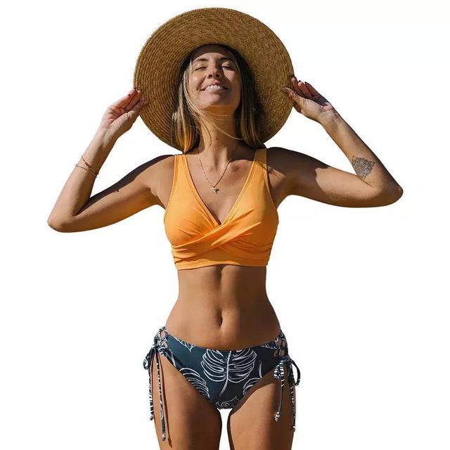 Womens CUPSHE Front Cross Lace Up Bikini Swimsuit Set Product Image