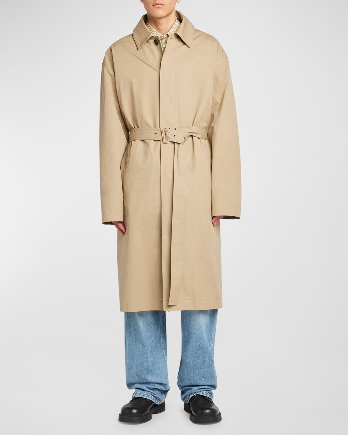 Mens Check-Lined Twill Trench Coat Product Image