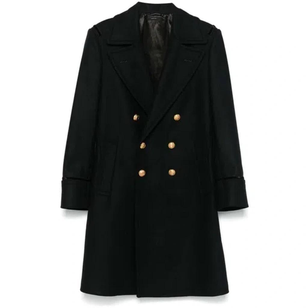 Double-breasted Coat In Black Product Image