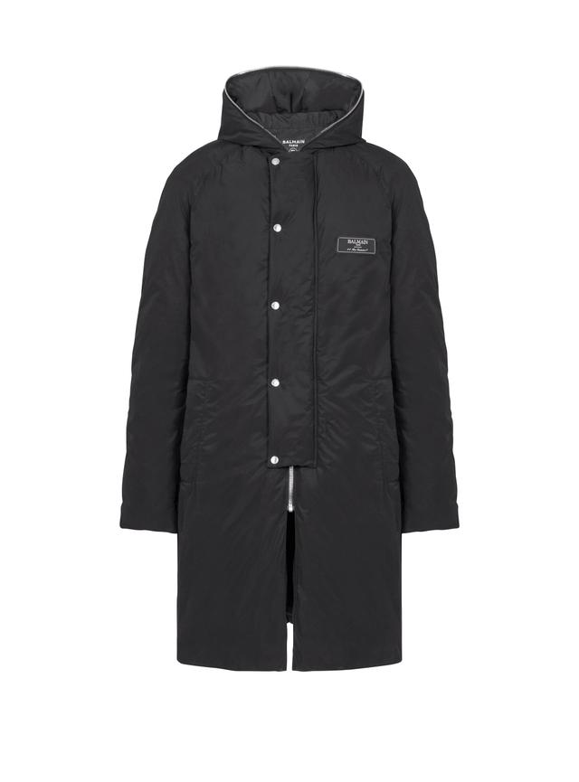 Long down nylon jacket with Balmain label Product Image