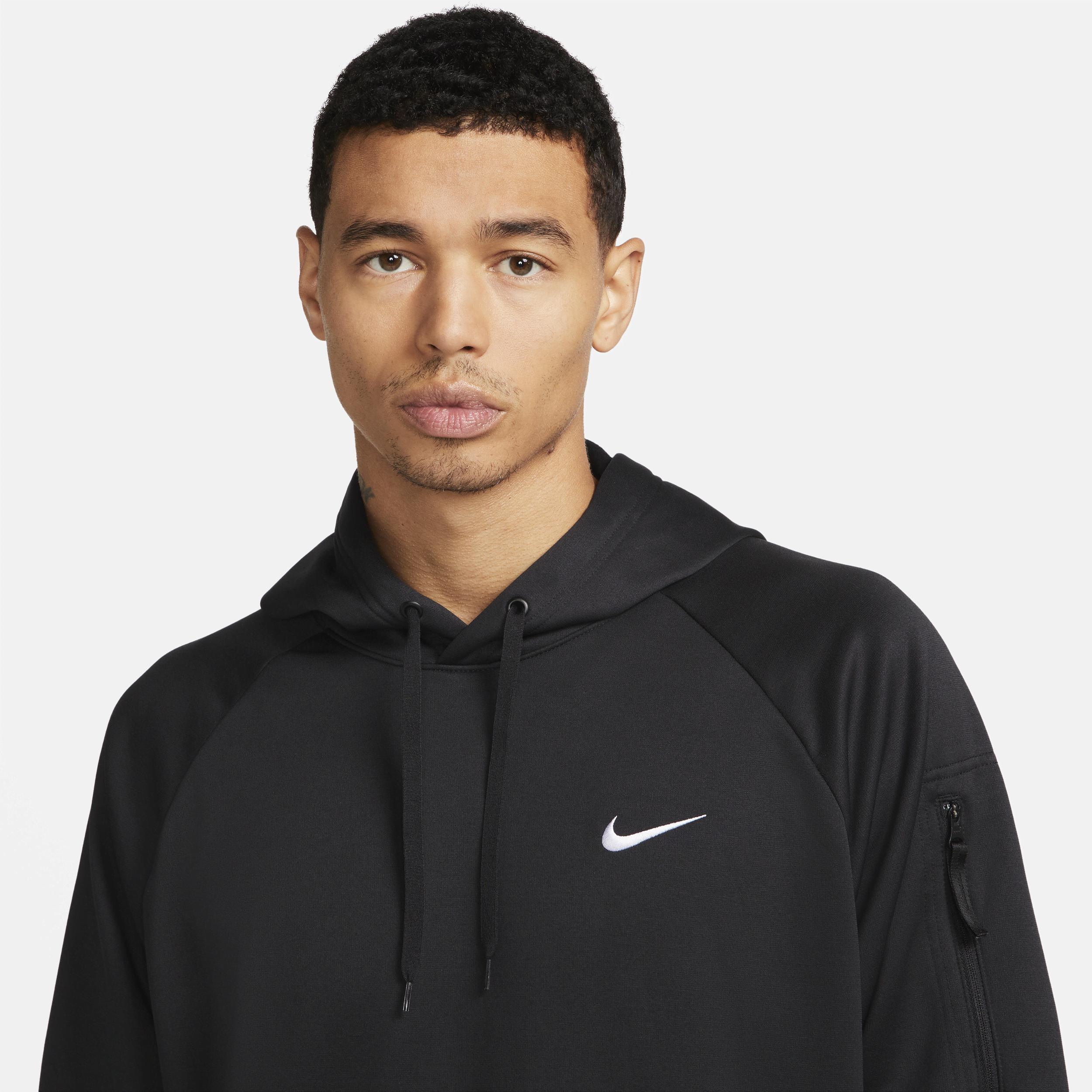 Nike Mens Therma Fleece Pullover Hoodie - Black/Black/White Product Image