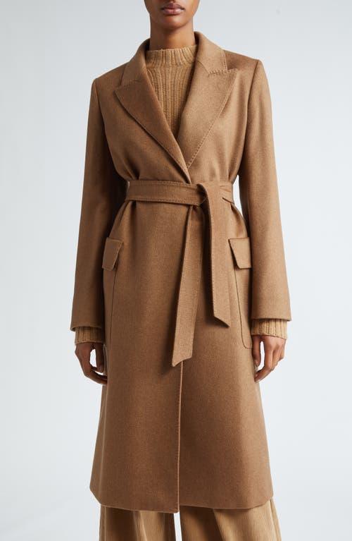 Nyssa Belted Cashmere Long Coat In Brown Product Image