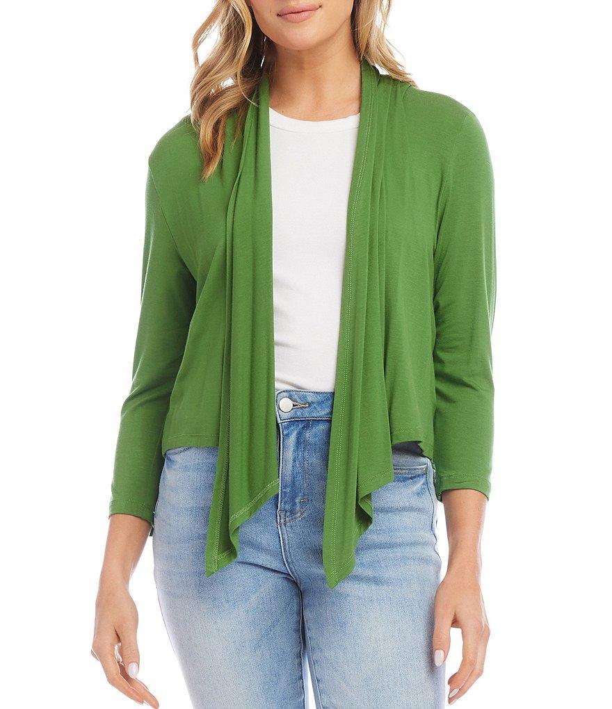 Karen Kane Calli Solid Stretch Knit 3/4 Sleeve Open-Front Cardigan product image