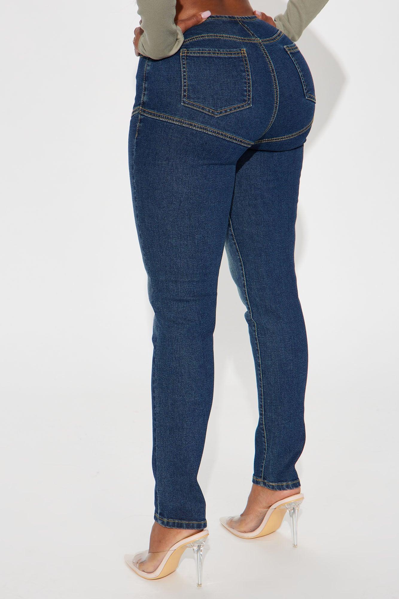 Lookin' At You Stretch Seamed Skinny Jeans - Dark Wash Product Image