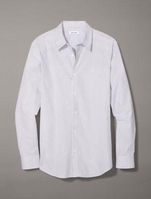 Stretch Cotton Slim Fit Thin Stripe Button-Down Shirt Product Image