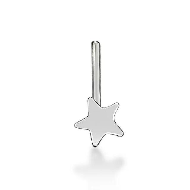 Lila Moon 14k White Gold Star L-Shaped Nose Stud, Womens Product Image