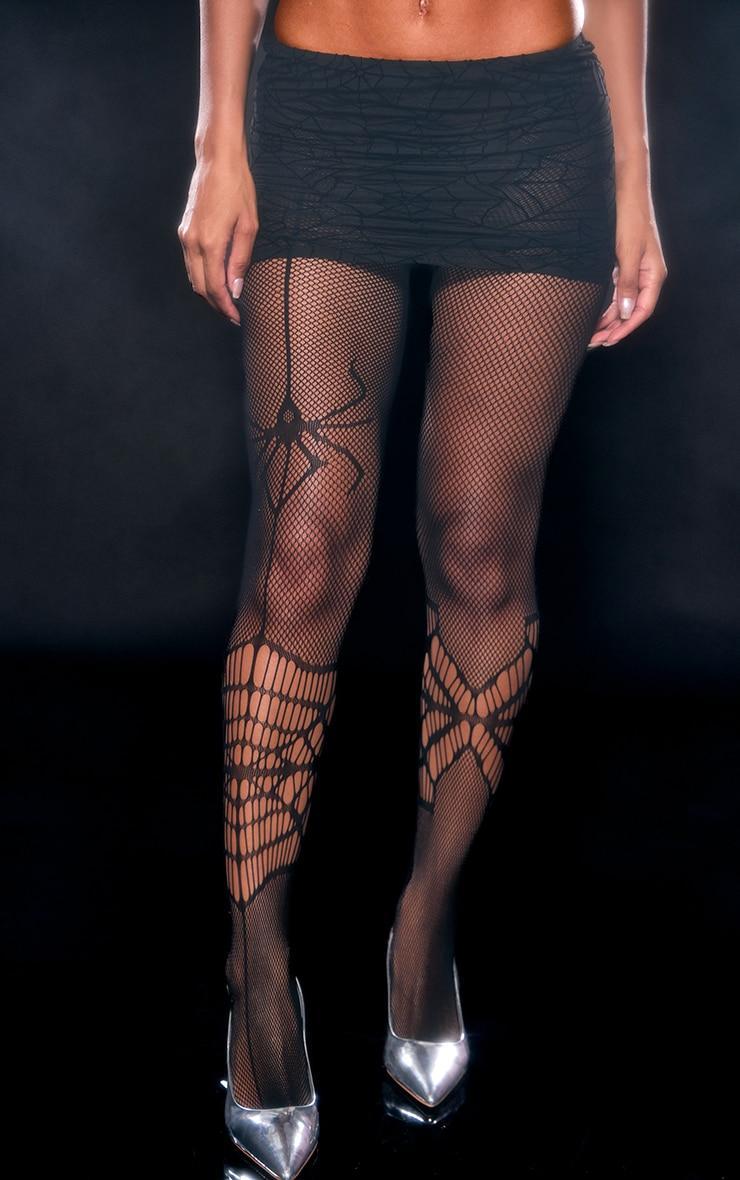 Black Spider Fishnet Tights product image