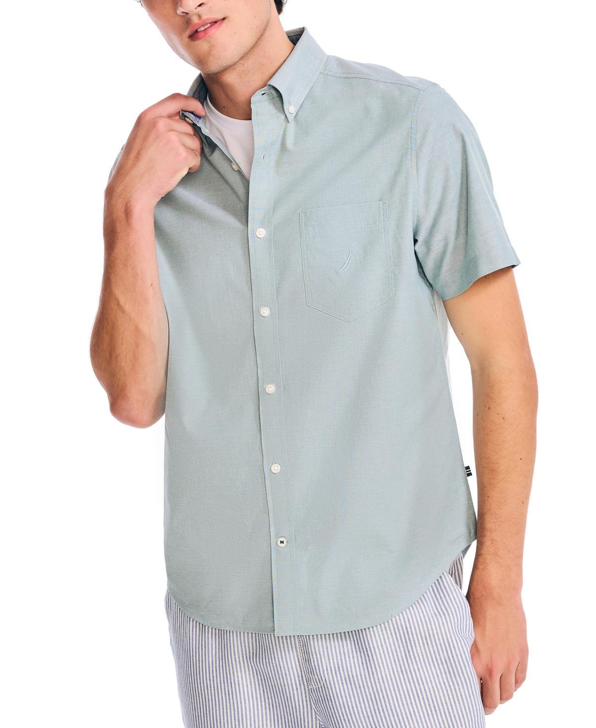 Nautica Mens Classic-Fit Short-Sleeve Solid Stretch Oxford Shirt Product Image