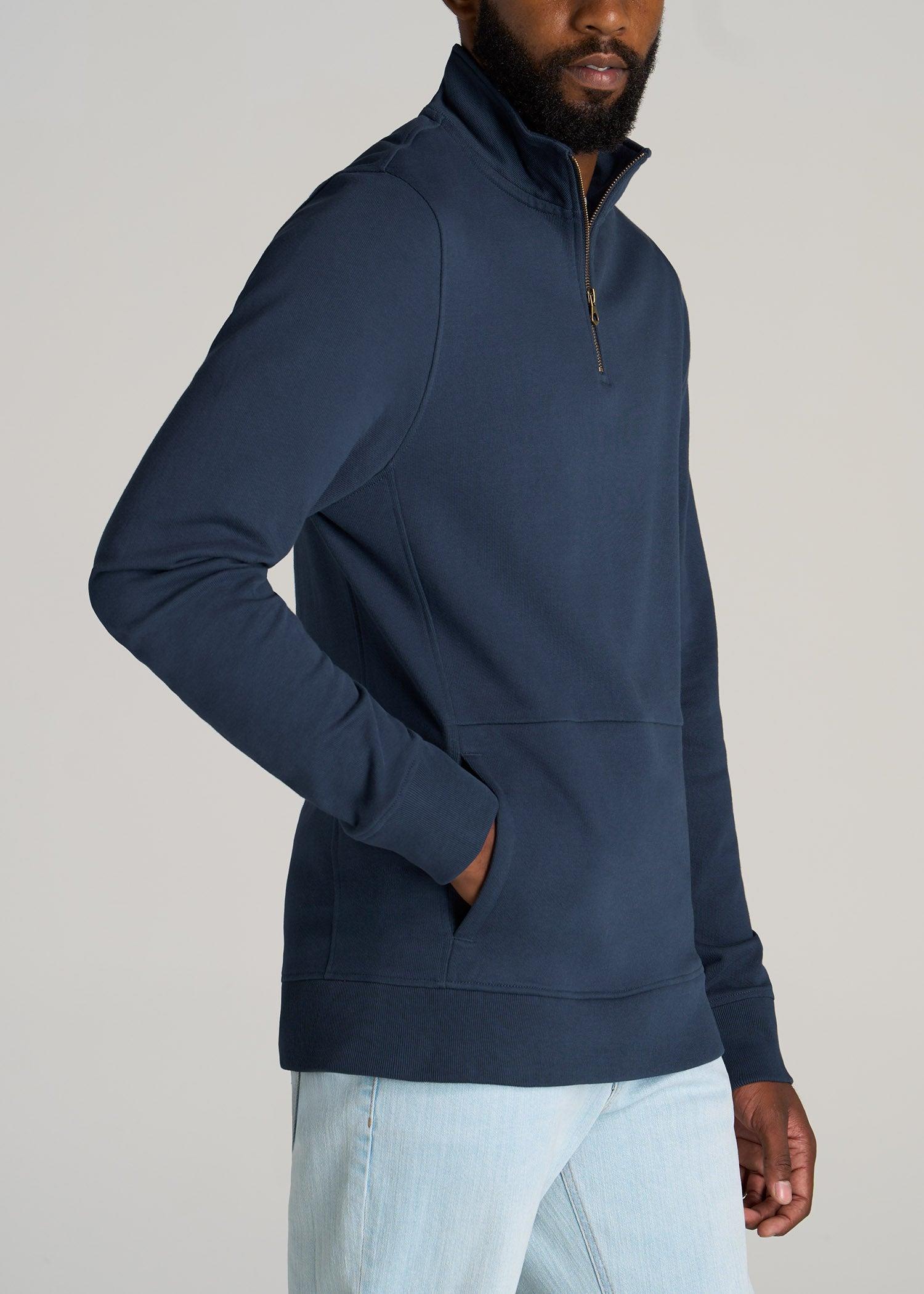 LJ&S Heavyweight Quarter-Zip Men's Tall Pullover in Vintage Midnight Navy Product Image