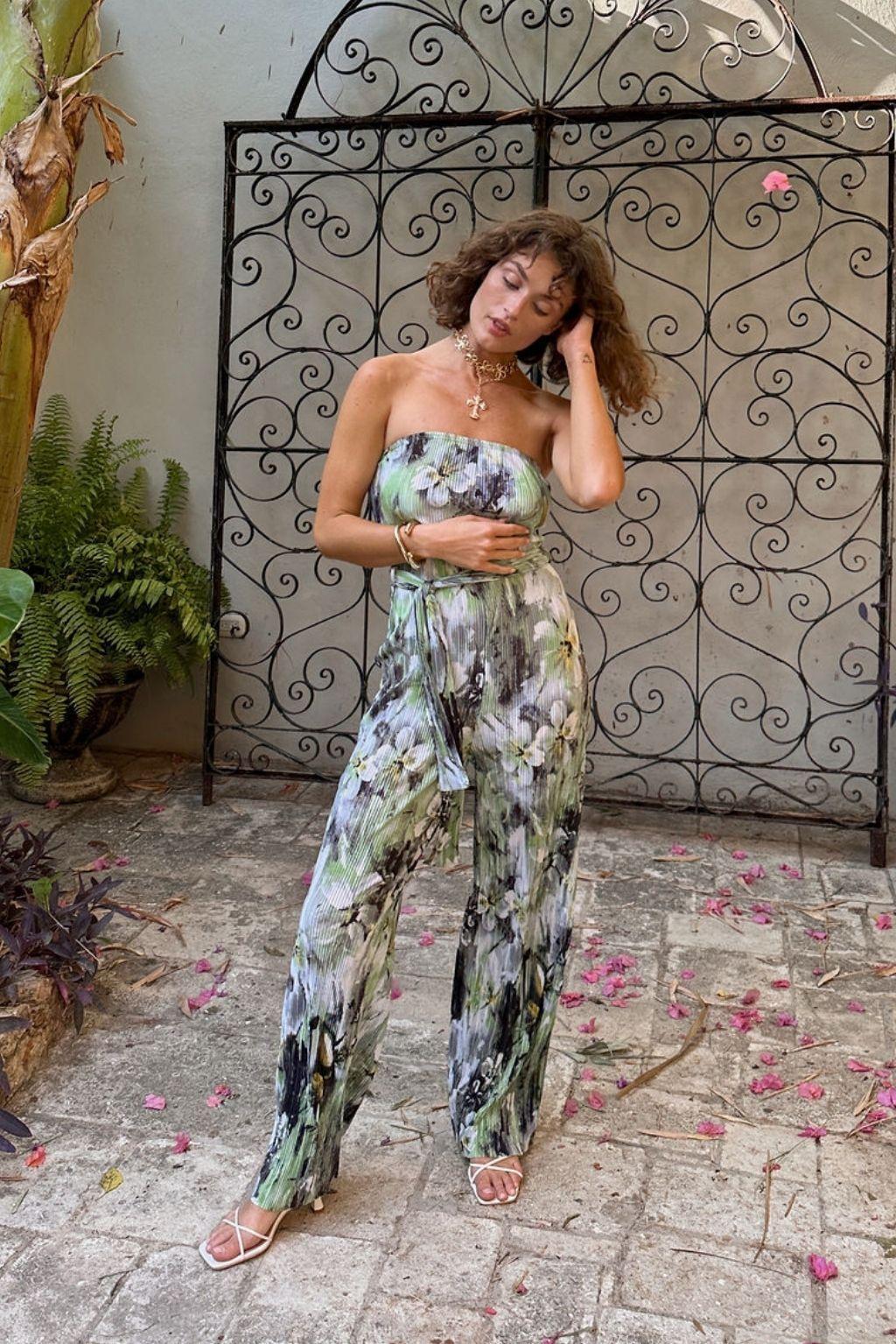 Verbena Plisse Strapless Jumpsuit Product Image