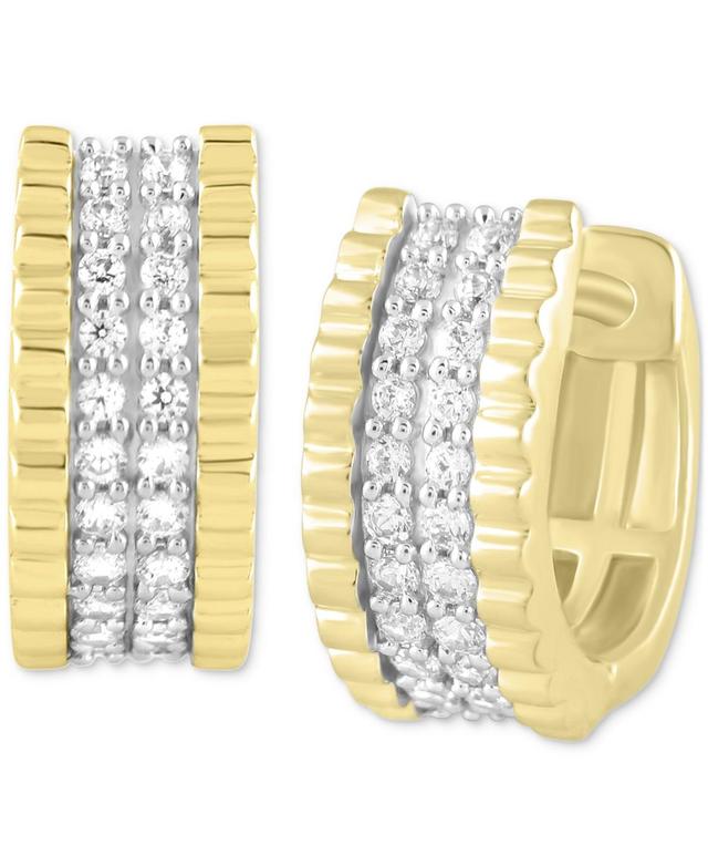 Mens Diamond Ridged Small Hoop Earrings (1/3 ct. t.w.) in 10k Gold, 15mm Product Image