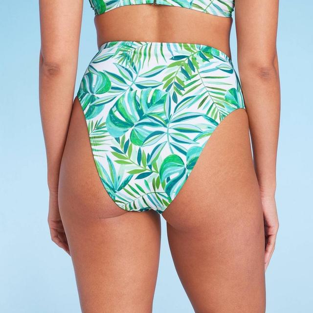 Womens High Waist High Leg Extra Cheeky Bikini Bottom - Shade & Shore Leaf Print Product Image