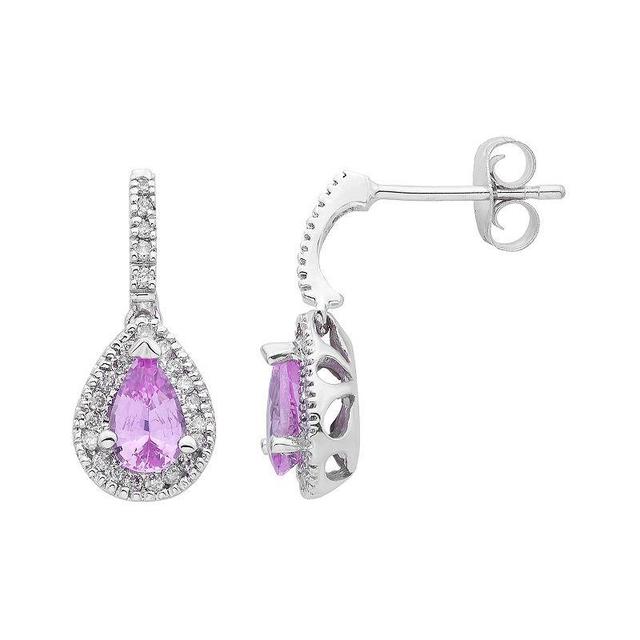 14k Rose Gold Pink Sapphire & 1/5 Carat T.W. Certified Diamond Teardrop Earrings, Womens Product Image