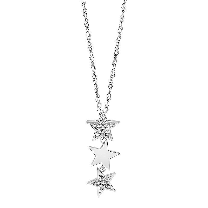 Sterling Silver 1/10 Carat T.W. Diamond Star Pendant Necklace, Womens Product Image