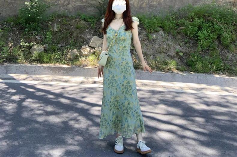 Sleeveless Floral Ruffle Maxi Sundress Product Image