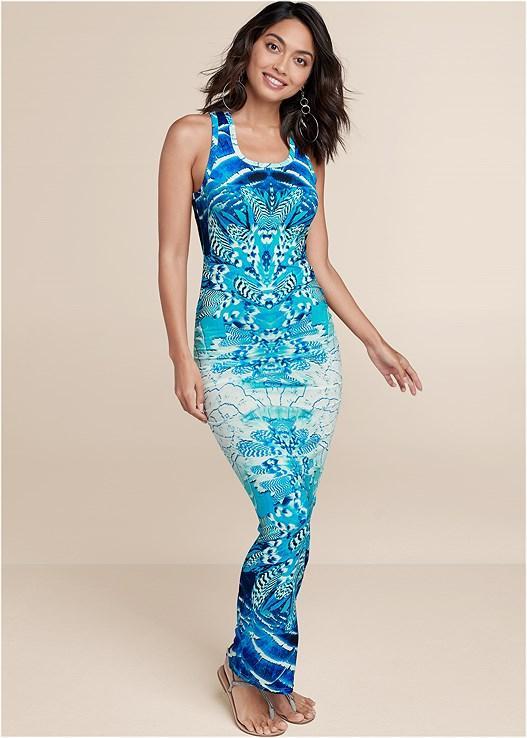 Ruched Printed Maxi Dress Product Image