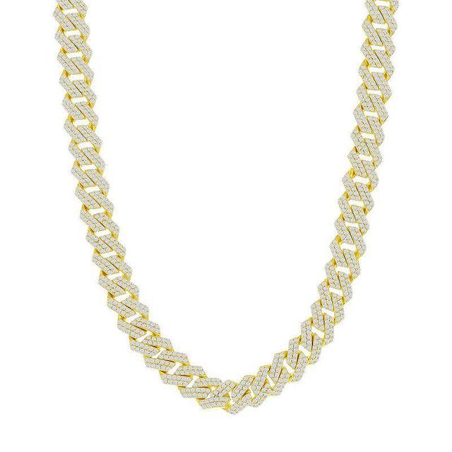 Mens 14k Gold Over Silver Cubic Zirconia Monaco Chain Necklace Product Image