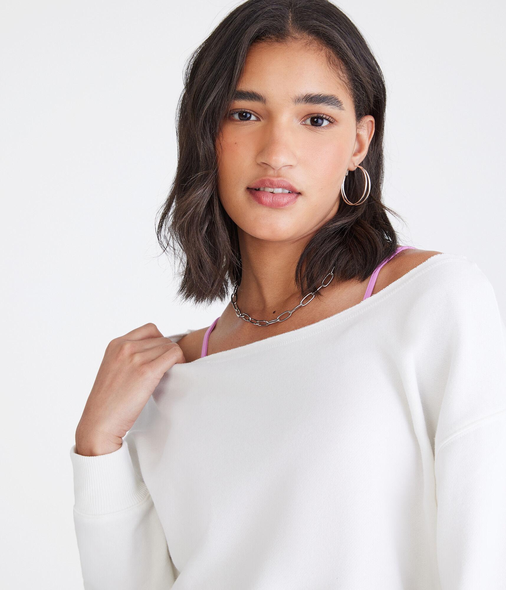 Washed Off-The-Shoulder Sweatshirt Product Image