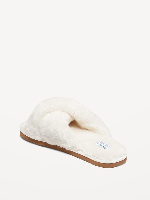 Faux-Fur Cross-Front Slippers Product Image